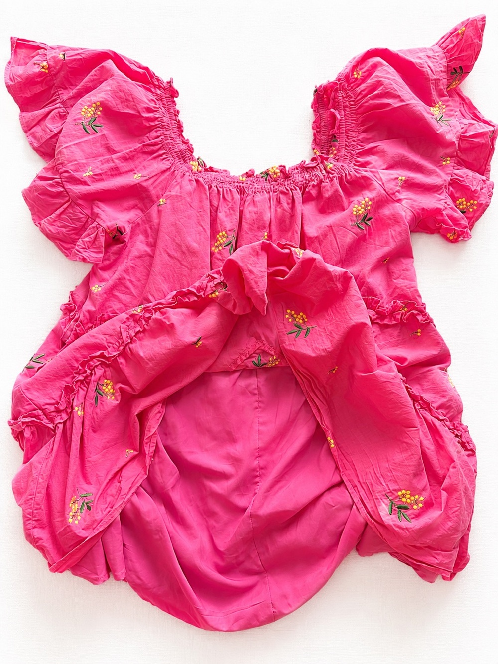 g.p.d. Pink Floral Embroidered Ruffle Dress — Size L Boho Croquette Cottagecore - Picture 7 of 7